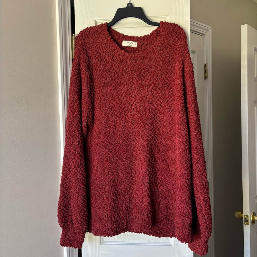 Zenana Outfitters Textured Burgundy Sweater
